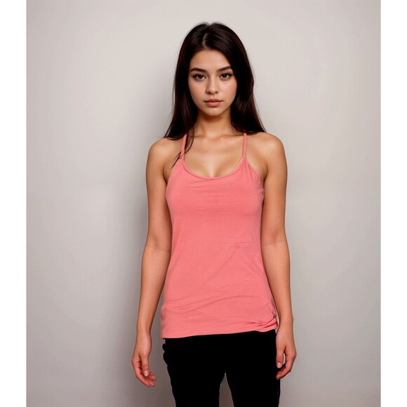 Lululemon Tank Top Sz S Salmon Striped Yoga Active Running *check measurements* - Picture 1 of 9